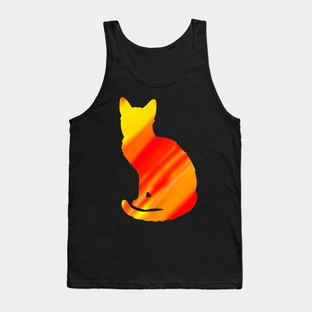 Fire Cat Silhouette Tank Top by Amanda1775